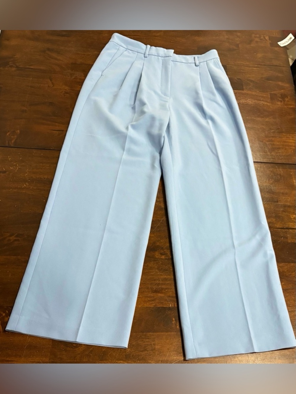 Zara High Waisted Straight Leg Light Blue Pants Women's Size L